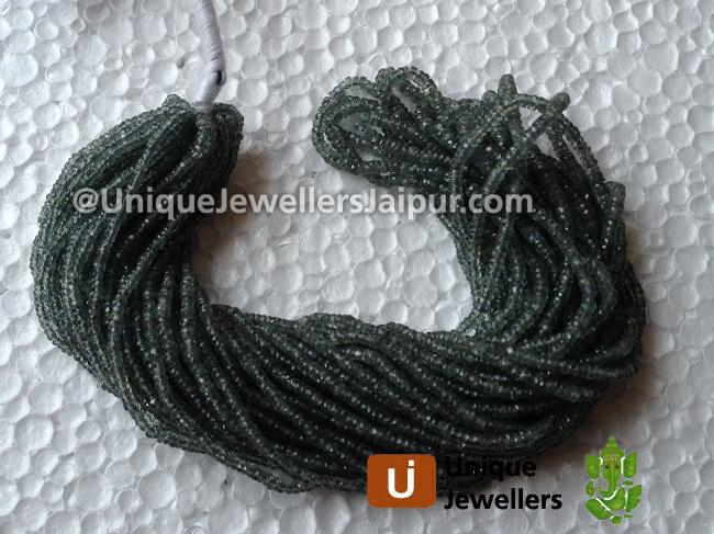 Green Songea Sapphire Faceted Roundelle Beads